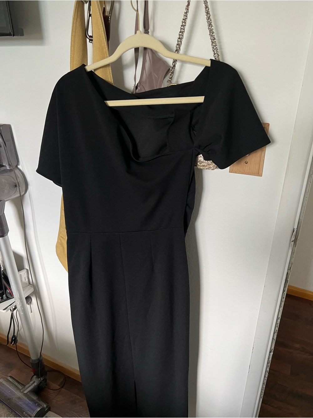 ASOS Black One-Shoulder Asymmetrical Midi Dress